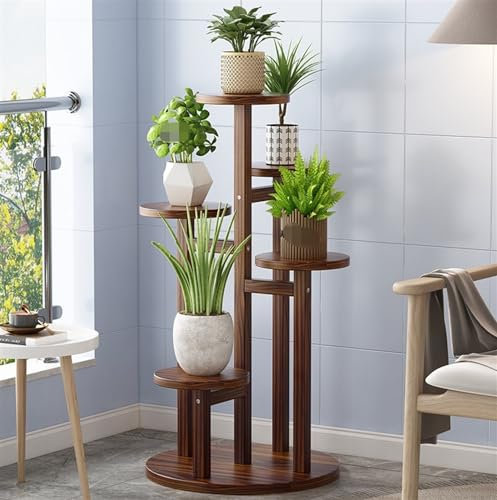 QWFVHJ Étagère d'angle en Forme d'échelle, Support for Plantes d'intérieur, étagère d'angle en Bois for Plusieurs Plantes Hautes, Support de Pot de Fleurs d'intérieur et d'extérieur(93 * 38cm)
