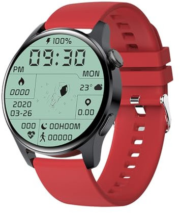 Smart Watch, per uomo, donna, fitness tracker da 1,4 pollici, contapassi, impermeabile IP68, compatibile con Android e iPhone, donne e uomini (rosso)