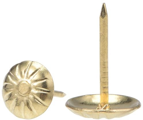 TA-VIGOR 100 Pcs Upholstery Tacks Pins, Upholstery Nails, Decorative Furniture Nails & Thumb Tacks for Sofa Chair Bed Antique Upholstery Studs - 11x16mm (Gold)