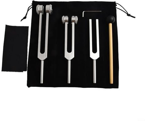 Para terapia de sonido Essentials de aleación de aluminio juego de tenedores a frecuencias de 128 Hz 256 Hz y 512 Hz (plata)