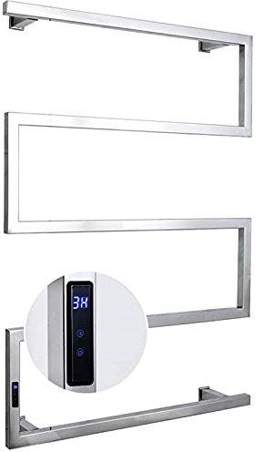 Radiatore di asciugamani riscaldati elettrici del bagno, 304 porta asciugatura da asciugamano in acciaio inossidabile, rastrelliera riscaldata a parete con funzione di controllo del timer/temperatura,