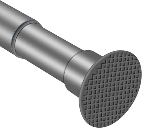Barra de cortina de ducha gris de 28 a 39.5 pulgadas, no se oxida, antideslizante, ajustable, sin taladrar, barra de tensión de resorte resistente para baño, armario, ventanas, divisor de habitación