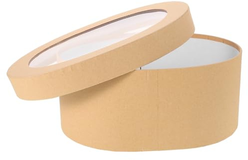 OSALADI Caja De Embalaje Para Panadería Ventana Transparente Ovalada Caja Vacía Tapa Para Almacenamiento De Té Soporte Para Dulces Fiestas y Celebraciones Manualidades Tapa