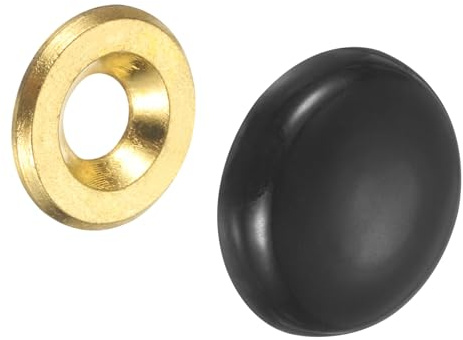 sourcing map 30 Pcs 16.8 mm Decorative Caps Cover Nails, Zinc Alloy Screw Covers Caps Mirror Fixing Screws for Mirrors, Coffee Tables, Wooden or Glass Furniture, Black