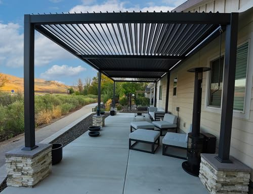 PURPLE LEAF Pergola Bioclimatique Alu 3,5 x 7,2 m Lames Orientables Gris | Grande ombre, Pergola, Résiste aux vents jusqu'à 113 km/h, Entretien facile, Montage facile, Protection UV, 25,2 m², Camping