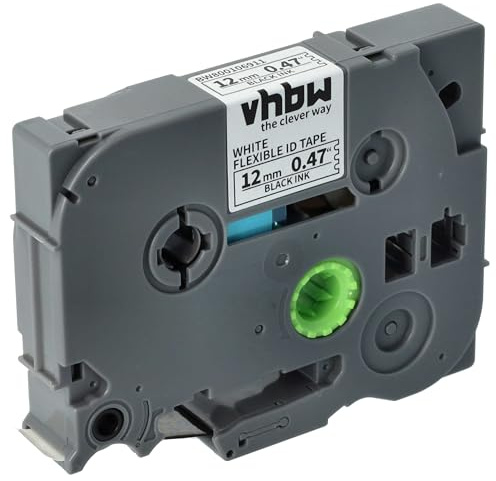 vhbw Schriftband-Kassette Ersatz für Brother TZE-FX231 | TZ-FX231 für Etiketten-Drucker 8m x 12mm Schwarz auf Weiß, Flexibel