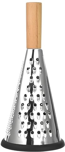 Râpe de 22,9 cm avec manche en bois de hêtre, 3 surfaces de râpe pour râper fin, moyen et grossier, parfaite pour le fromage et les légumes