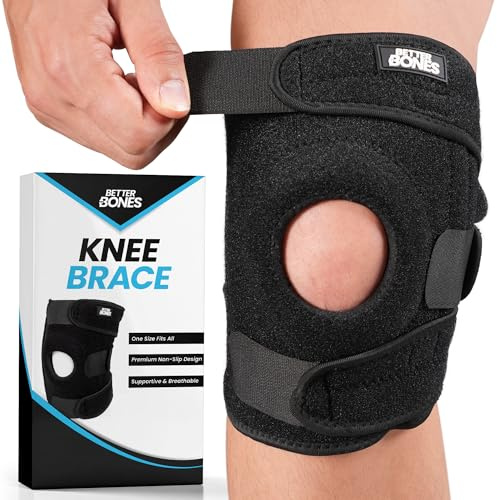 Better Bones Knee Brace for Men & Women – Reinforced Support for Pain Relief, Arthritis, Meniscus Tear, Running – Adjustable Black Knee Stabiliser for Sports & Injury Recovery