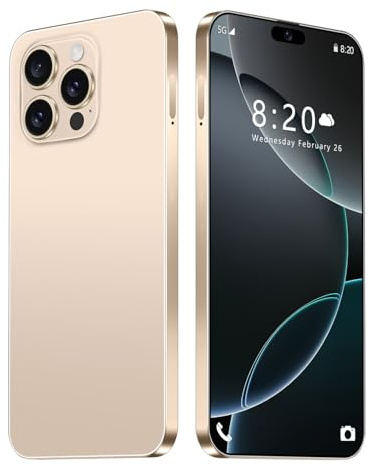Smartphone da ufficio I16 Pro Max, schermo HD da 7,3 pollici, grande capacità da 16 GB e 1 TB, sblocco tramite impronta digitale, GPS, Android 14, telefoni cellulari sbloccati,Desert Gold-1TB
