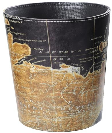 Garneck Cubo de Basura Retro de Sintética sin Tapa Contenedor Redondo para Oficina Dormitorio y Baño Diseño Europeo Elegante y Funcional