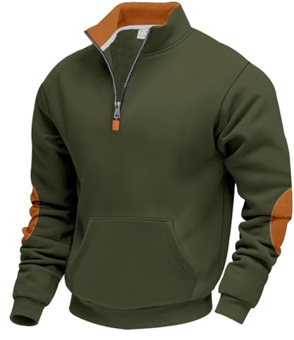 MakingDa Half Zip Jumper Men Winter Fleece Turtleneck Sweater Mock Neck Knitted Pullover
