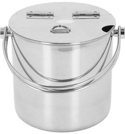 Secchiello Ghiaccio in Acciaio Inox con Coperchio a Ribalta e Manico - Secchio Isolante Robusto per Vino e Bevande, Portaghiaccio Portatile e Sigillato per Bar e Feste