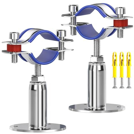 Lot de 4 colliers de serrage en acier inoxydable 304 pour tubes de 60 à 65 mm (2,36 à 2,55) de diamètre, réglables de 50 à 100 mm, avec vis de fixation. Fixation murale et au plafond.