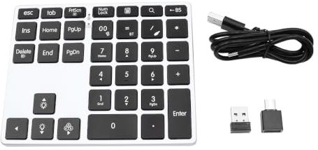 Riven Tastierino numerico Bluetooth, tastierino numerico wireless ricaricabile a 34 tasti con retroilluminazione a 7 colori, mini tastiera esterna, accessorio per laptop