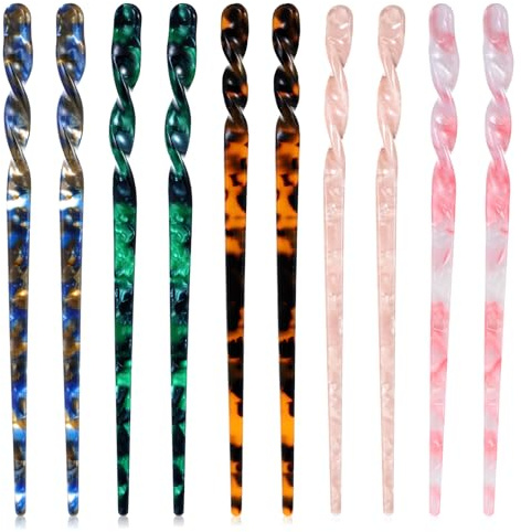 10 PCS Vintage Leopard Print Hairs Stick, Acetate Hair Sticks for Women Retro Chinese Hair Chopsticks, Tortoise Shell Hairpin Vintage Hairs Pin for Buns Women Girls HairAccessories