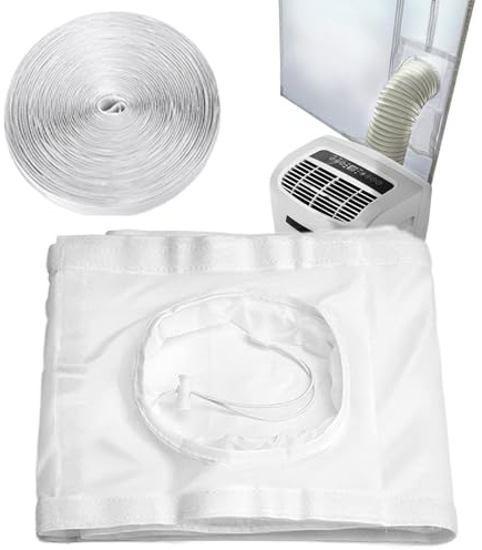 Kit de sello de puerta corredera - Poliéster 10 X 75~91 pulgadas ajustable | Kit de aireación portátil para aire acondicionado y secadora con cordón, fácil instalación, soporte doble manguera |