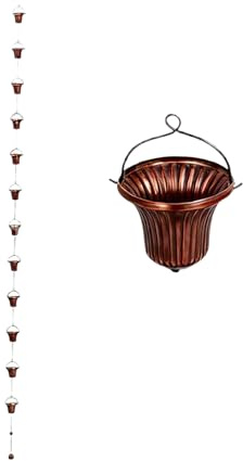Fruusv Cadenas para Lluvia de Canalones | 3,8 m Sustitución Decorativa de Metal - Cadena Recogedora de Lluvia con 12 Vasos | para Jardín Patio Terraza Balcón Exterior Casa de Campo