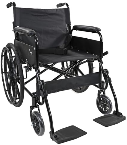 Actiasgear Folding Self Propelled Wheelchair – Lightweight Mobility Chair with Mag Wheels, Armrests, Footrests & Seat Belt | 20 Seat Width (VAT Exempt – Eligible Customers)