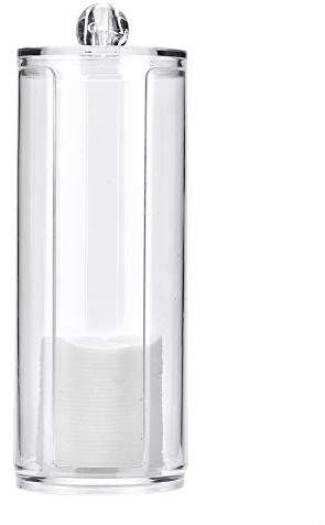 Dioche Support pour Cotons tiges Transparent Rond en Acrylique Organisateur Hygi nique avec Couvercle pour Tampons de Coton et Accessoire de Maquillage l