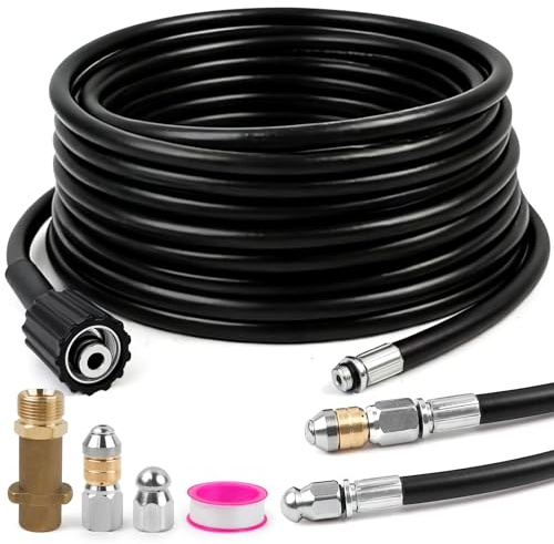 15M Manguera de limpieza de tuberías, 180Bar 60°C Desatascador Tuberias a Presion 15m, Manguera Hidrolimpiadora compatible con limpiadoras a presión Kärcher K2 K3 K4 K5 K6 K7, para desatascar desagües