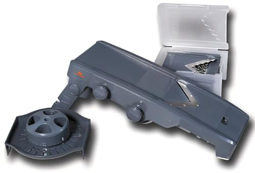 Lacor - 60356 - Mandolina Con corte en V con 5 Cuchillas + Exprimidor - Gris