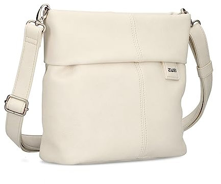 Zwei Damen Handtasche Mademoiselle.M M8 Crossbody Bag 3 L Umhängetasche aus Kunstleder mit Geheimfach & Hauptfach mit Reißverschluss, inkl. kurzem & langen abnehmbaren Schultergurt (off-white)