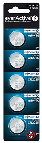 EverActive CR2025 Lot de 5 Piles Bouton au Lithium 3 V