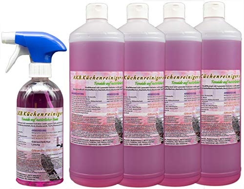 A.K.B. Küchenreiniger, Allzweckreiniger Lavendel, aus natürlichen Tensiden 0074 (4 L 2-Fachkonzentrat + 0.5 L mit Sprühkopf (mit gebrauchsfertige Lösung))