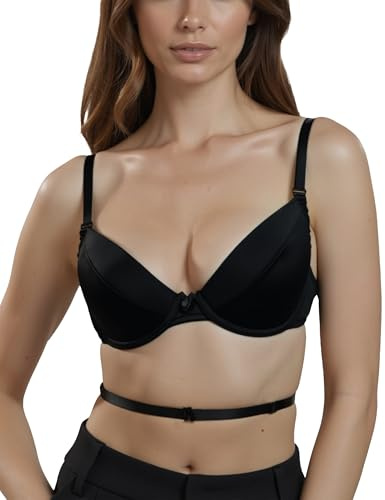Vivisence Kate 1011 Sujetador Push-Up con Almohadillas Removibles para Mujeres Liso Tirantes Multiposición con Aros - Hecho En La UE