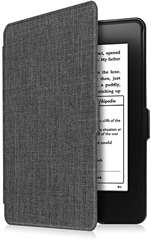 Fintie Hülle für 6 Kindle Paperwhite 2012-2017 (Modellnummer: EY21, DP75SDI) - Schutzhülle mit Auto Sleep/Wake (Nicht GEEIGNET für wasserfest Kindle Paperwhite 10./ 11. Generation), Stoff dunkelgrau
