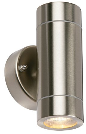 Palin Exterior Interior Stainless Steel Light Outdoor Garden Up/Down Wall Light GU10 IP44 Rated