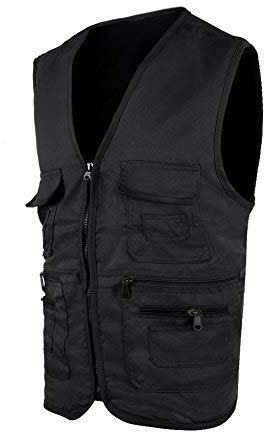 VGEBY Anglerweste Jacken Fischerjacke Atmungsaktiv Weste für Sightseeing Angeln Safari Camping Jagd Outdoor-Aktivitäten(XXXL-Black)