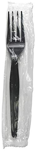Boardwalk BWKFORKHWPSBIW Heavyweight Wrapped Polystyrene Fork Cutlery - Black (1000/Carton)