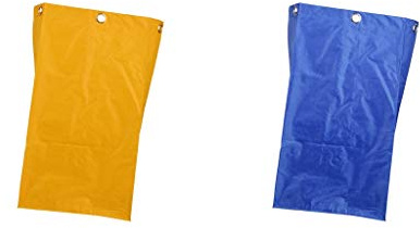 2 Piezas Bolsa de Basura Impermeable Grande para Carrito de Limpieza, para Hotel, Oficina, Hogar, Color Azul y Amarillo, 40x28x69cm