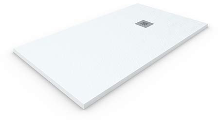 DUCHA-ES Plato Resina EXTRAPLANO. Textura Pizarra Antideslizante. Carga Mineral.70X120CM Blanco RAL: 9003
