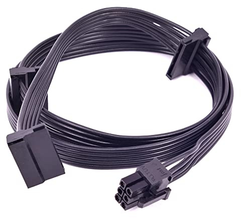 ezqnirk PCIe 6Pin 1 to 3 IDE SATA GPU PCI-e 8Pin to 2 Port 6+2pin Power supply Cable for CORSAIR CX850M CX750M CX600M CX500M CX430M,6Pin to 3 SATA