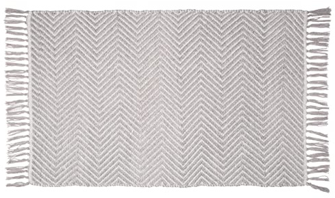 WENKO Gata, hållbar badrumsmatta tillverkad av återvunna PET-flaskor i trendig etnostil med halkfri undersida, tvättbar upp till 40 °C, (B x H): 50 x 80 cm, grå/vit