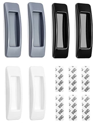 QWORK® 6 Stück Schiebetür Griff Balkontürgriff Ohne Bohren, Kunststoff Griff Selbstklebender für Küche, Schrank, Tür, Fenster (Weiß, Schwarz, Grau)