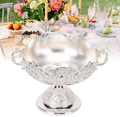 Fyearfly Metall Obstschale, Vintage Obstkorb für Tischdekoration, Obsttablett Servierschale, Silber Obstschale für Obst Snack Süßigkeiten