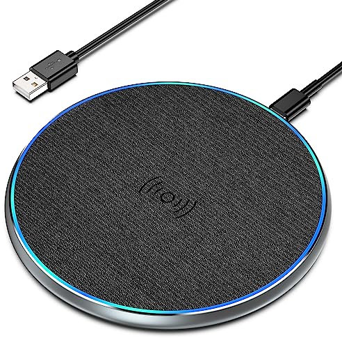 Wireless Charger, 15W Wireless Charging Pad for iPhone 15/14/13/12/11 Pro/Pro Max/XS Max/XR/SE,Samsung Galaxy S22/S21S20/S10/S9/Note10/9, HUAWEI P40/P30, Xiaomi, AirPods 2/Pro/Galaxy Buds- Dark Grey