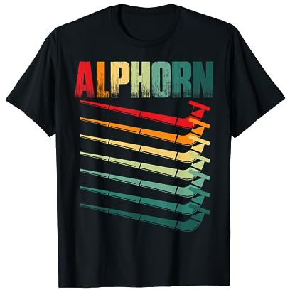 Alphorn Retro Musikinstrument in Schweiz Alpen Souvenir T-Shirt