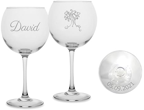 MASTERLASER3.0 Bicchiere da Gin Tonic personalizzato, calice da cocktail, inciso al laser, 580 ml, set personalizzabile con nome, iniziali e data - Migliore idea regalo (4)