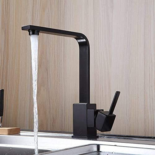 OKUOKA Kitchen Mixer Tap Kitchen Sink Spray Mixer Tap Faucet, Black (Low Pressure Black.)