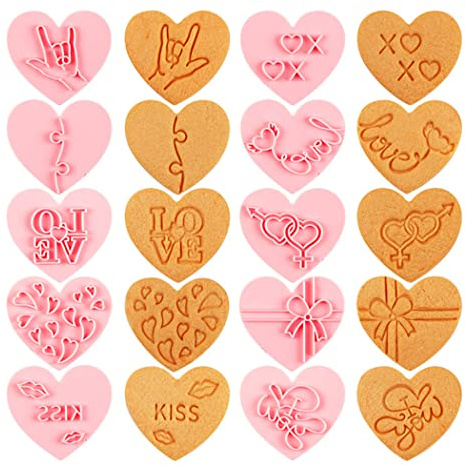 10 Stück Herz Ausstechformen Set Mini Valentinstag Ausstecher Stempel Kunststoff Kekse Gebäck Ausstecher (Rosa)