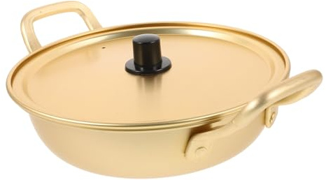 Yardwe Pentola per Noodles in Alluminio Oro Doppie Maniglie