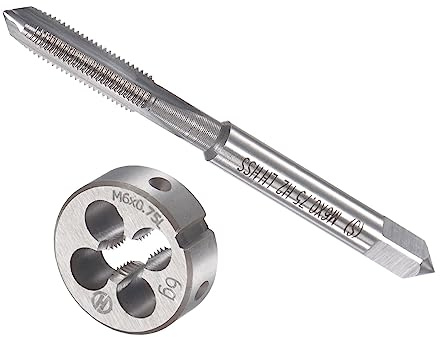 CoCud Gewindeschneiden und Schneideisen Gewinde M6 x 0.75 Gewinde Links Hand Metrisch Schnellarbeitsstahl Maschinenschraube und Rund Matrize Kit - (für Gewindeschneiden Reparieren) 1Set