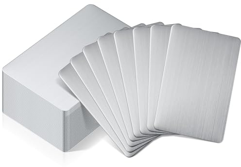 30 Stück 304 Edelstahl Metall Visitenkarten Blanko Stahl Lasergravur Edelstahl Karten für Haus Büro Kunden DIY Geschenkplatte, 86 x 54 mm (0,4 mm Dicke)