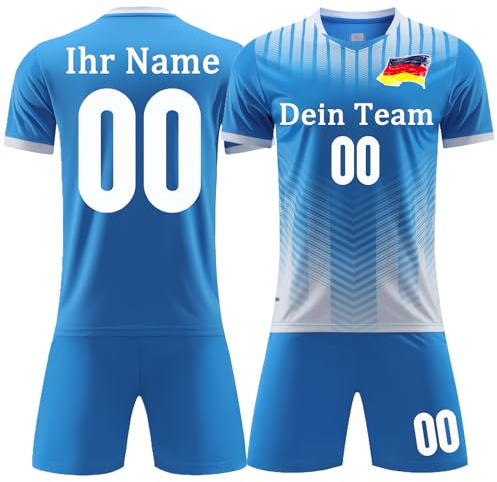 OPUTWDF Personalisiertes Football Trikot Kinder Erwachsene Fussball Trikots & Shorts mit Name Nummer Team Logo Fußball Trikot