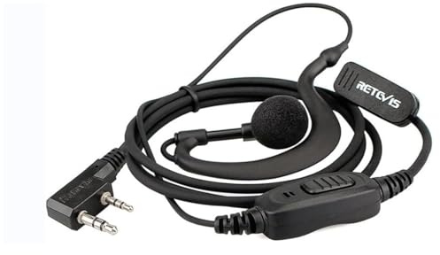 Retevis RE3120 Walkie Talkie Earpiece with Mic 2 Pin C-type Radio Headset Compatible with 2 Way Radio RT24 RT28 RT22 RT622 RT27 RT617 RT618 RT619 BaoFeng BF-888S Kenwood Proster (1 pcs)