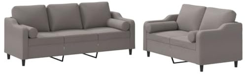 vidaXL Sofagarnitur 2-TLG., Sessel Couch mit Kissen, Sofa Wohnzimmersofa mit Armlehnen, Couchgarnitur Designsofa Sitzmöbel Polstermöbel, Taupe Stoff